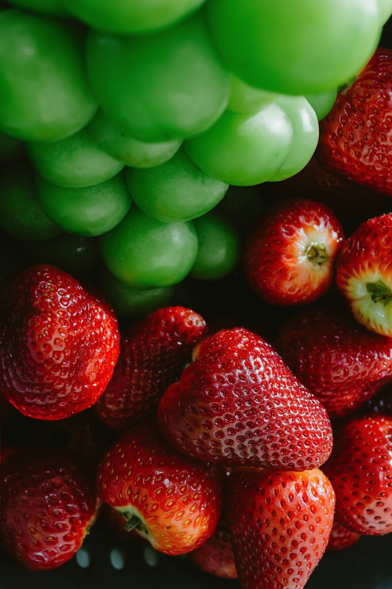Grapes and strawberries: a tasty, fresh mix.